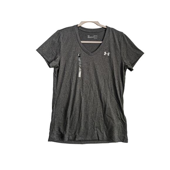 Under Armour Heatgear Loose Tshirt M Gray VNeck Shirt Short‎ Sleeves Staple Gym - Picture 10 of 10